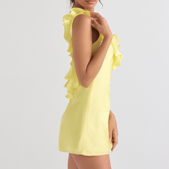 House of CB ‘Tink’ Buttercup Satin Ruffle Mini Dress - Picture 8 of 16
